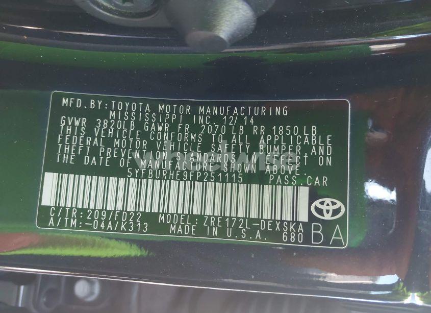 Photo 9 of 2015 Toyota Corolla S PLUS (VIN 5YFBURHE9FP251115)