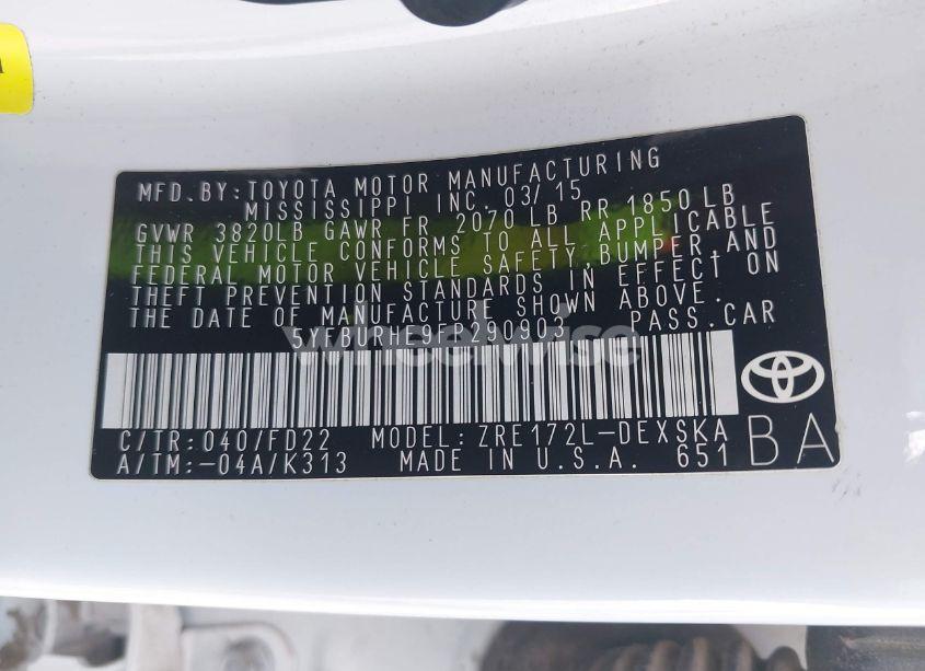 Photo 9 of 2015 Toyota Corolla S PLUS (VIN 5YFBURHE9FP290903)