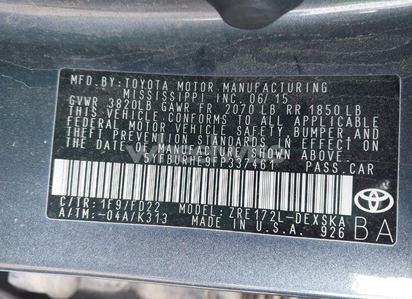 Photo 9 of 2015 Toyota Corolla S PLUS (VIN 5YFBURHE9FP337461)