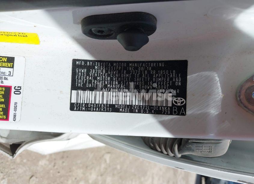 Photo 9 of 2019 Toyota Corolla LE (VIN 5YFBURHE9KP882604)