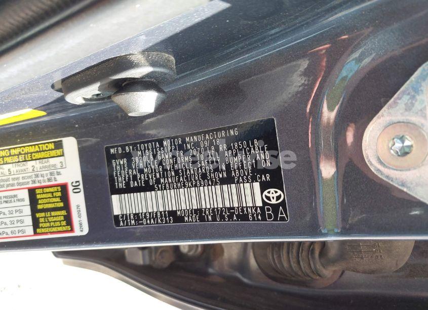 Photo 9 of 2019 Toyota Corolla LE (VIN 5YFBURHE9KP890475)