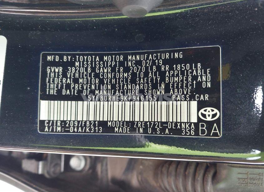 Photo 9 of 2019 Toyota Corolla LE (VIN 5YFBURHE9KP946155)