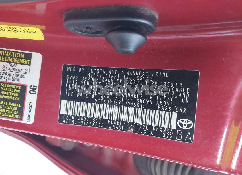 Photo 9 of 2014 Toyota Corolla LE PLUS (VIN 5YFBURHEXEP015619)