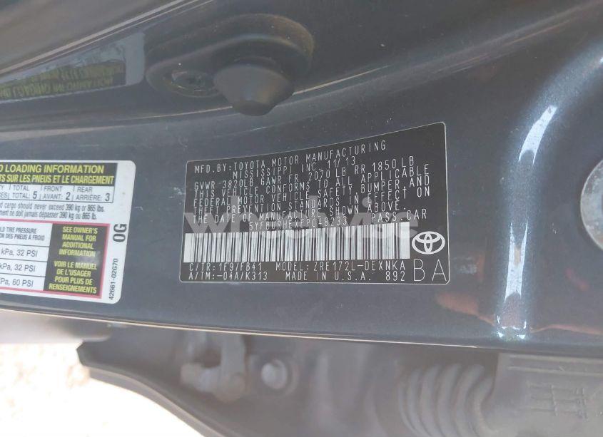 Photo 9 of 2014 Toyota Corolla LE PLUS (VIN 5YFBURHEXEP048233)