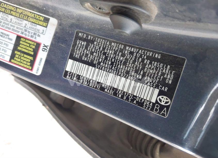 Photo 9 of 2014 Toyota Corolla L (VIN 5YFBURHEXEP077862)