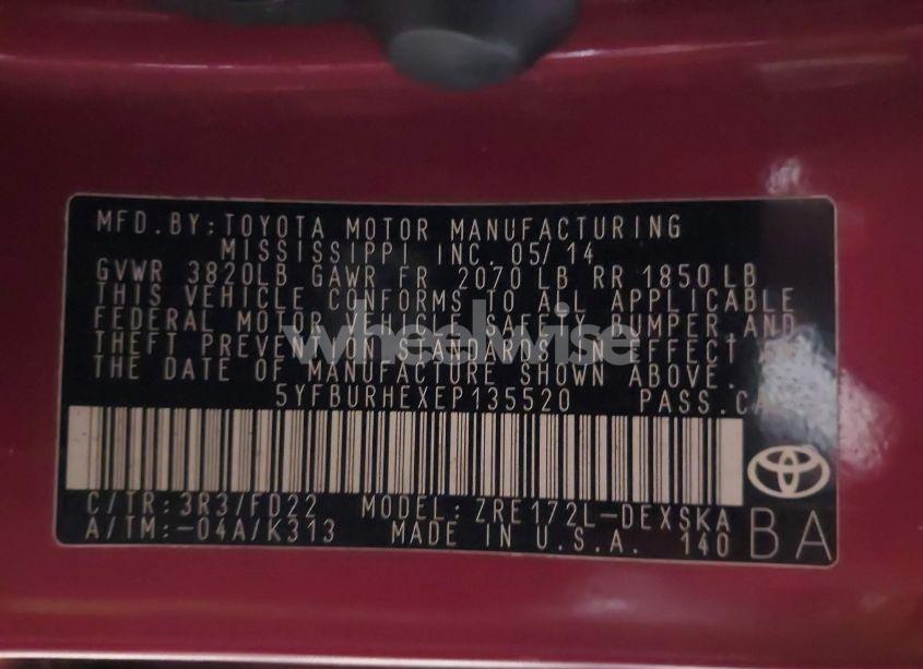 Photo 9 of 2014 Toyota Corolla S (VIN 5YFBURHEXEP135520)