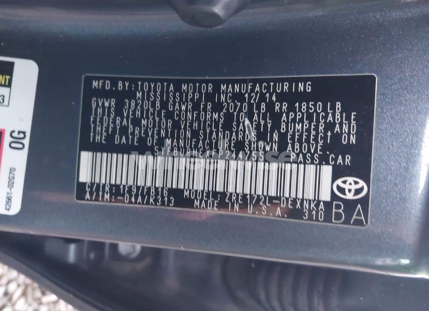 Photo 9 of 2015 Toyota Corolla LE (VIN 5YFBURHEXFP244755)