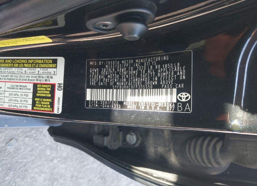 Photo 9 of 2015 Toyota Corolla S PLUS (VIN 5YFBURHEXFP355550)