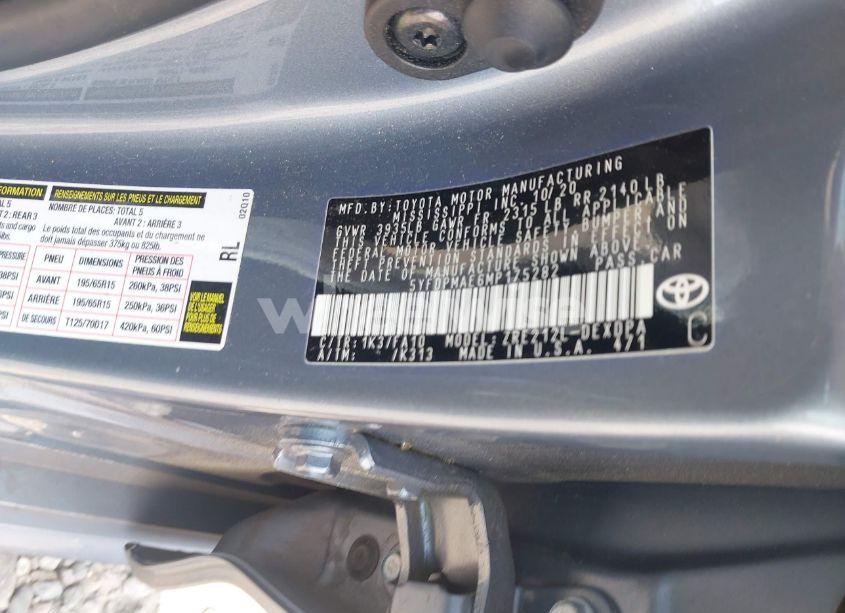 Photo 9 of 2021 Toyota Corolla L (VIN 5YFDPMAE6MP175282)