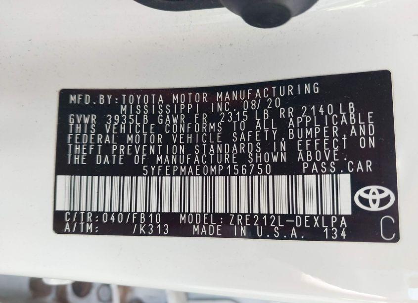 Photo 9 of 2021 Toyota Corolla LE (VIN 5YFEPMAE0MP156750)