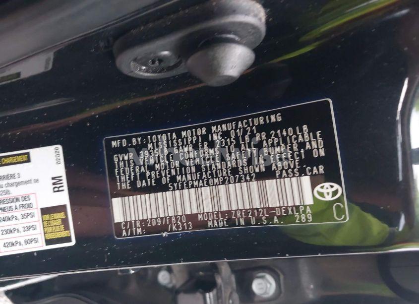 Photo 9 of 2021 Toyota Corolla LE (VIN 5YFEPMAE0MP207342)