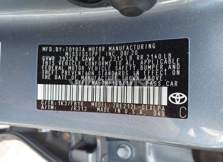 Photo 9 of 2021 Toyota Corolla LE (VIN 5YFEPMAE2MP160718)