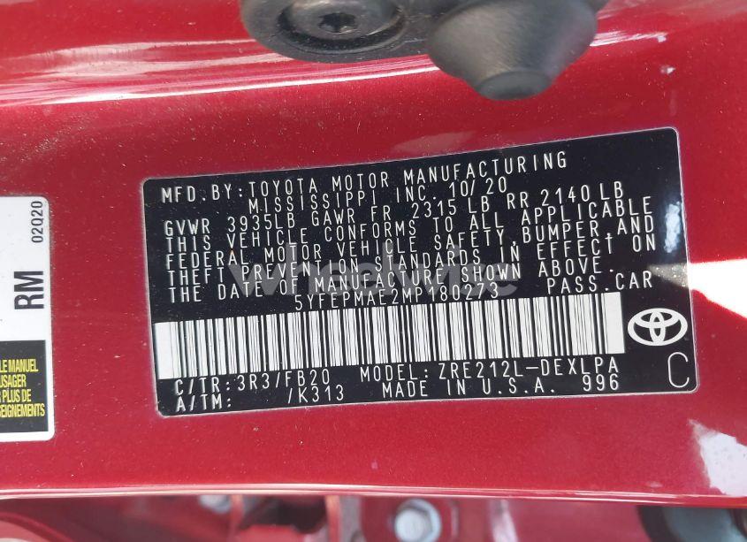 Photo 9 of 2021 Toyota Corolla LE (VIN 5YFEPMAE2MP180273)