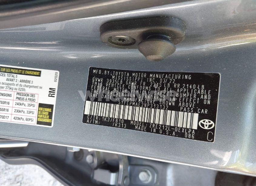 Photo 9 of 2022 Toyota Corolla LE (VIN 5YFEPMAE2NP313132)