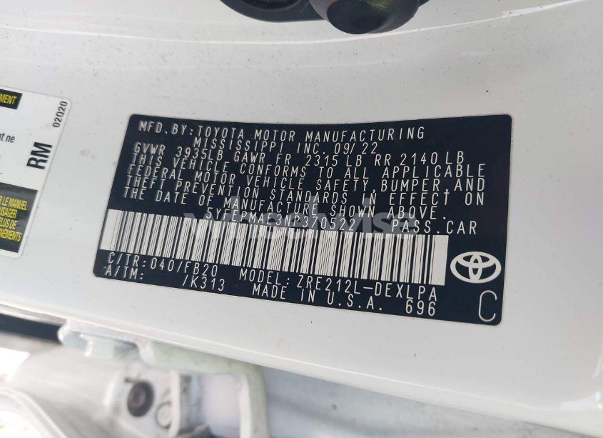 Photo 9 of 2022 Toyota Corolla LE (VIN 5YFEPMAE3NP370522)