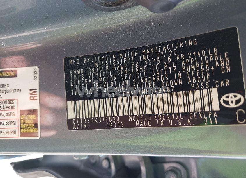 Photo 9 of 2021 Toyota Corolla LE (VIN 5YFEPMAE4MP148487)