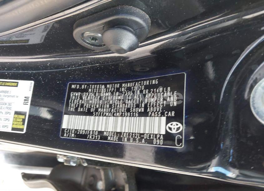 Photo 9 of 2021 Toyota Corolla LE (VIN 5YFEPMAE4MP199116)