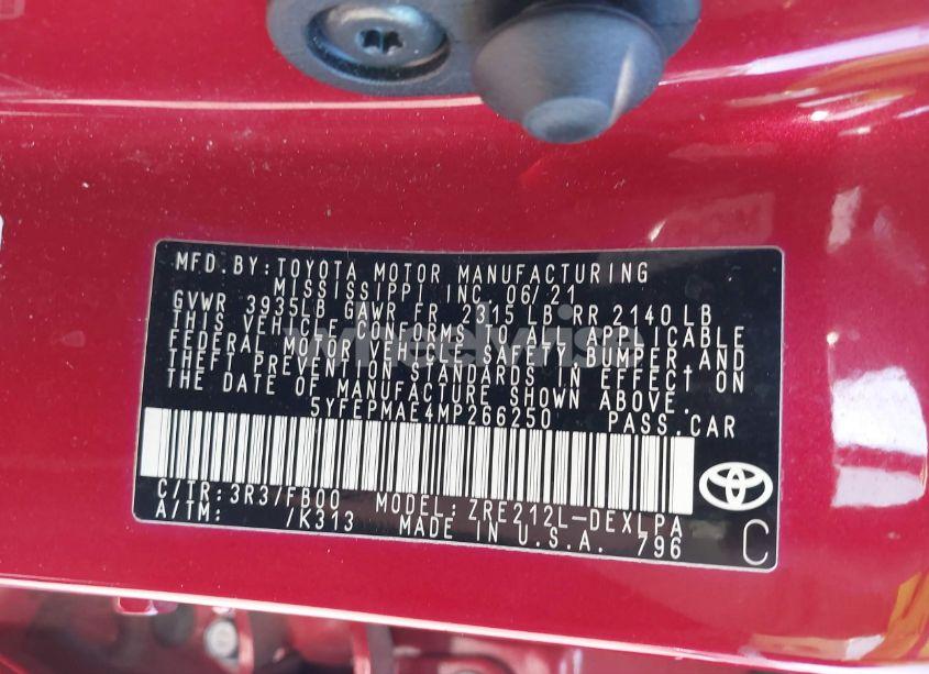 Photo 9 of 2021 Toyota Corolla LE (VIN 5YFEPMAE4MP266250)