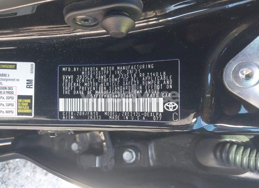 Photo 9 of 2022 Toyota Corolla LE (VIN 5YFEPMAE4NP278853)