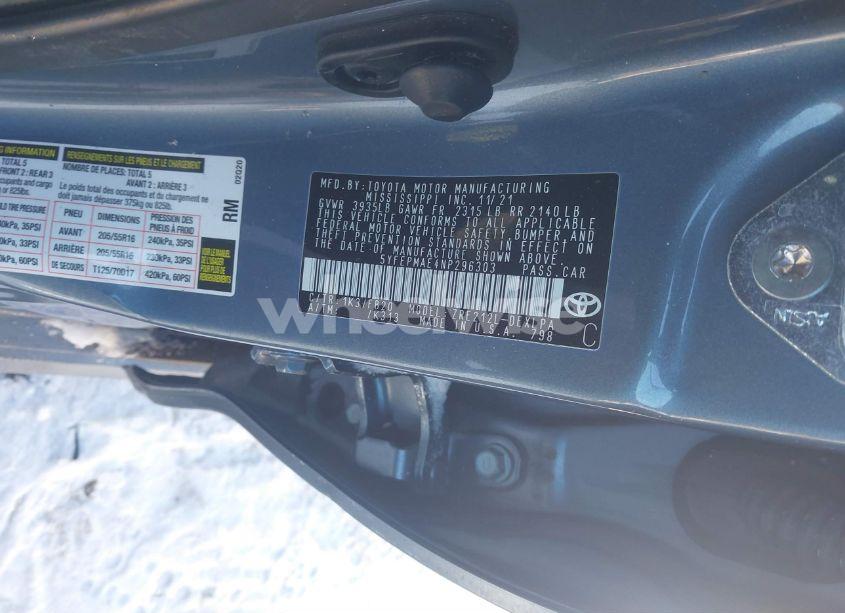 Photo 9 of 2022 Toyota Corolla LE (VIN 5YFEPMAE4NP296303)