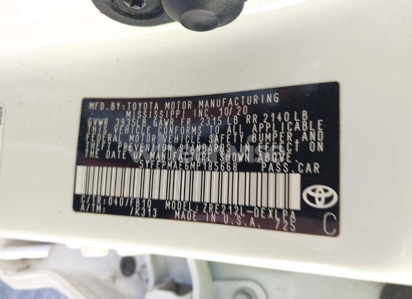 Photo 9 of 2021 Toyota Corolla LE (VIN 5YFEPMAE6MP185668)