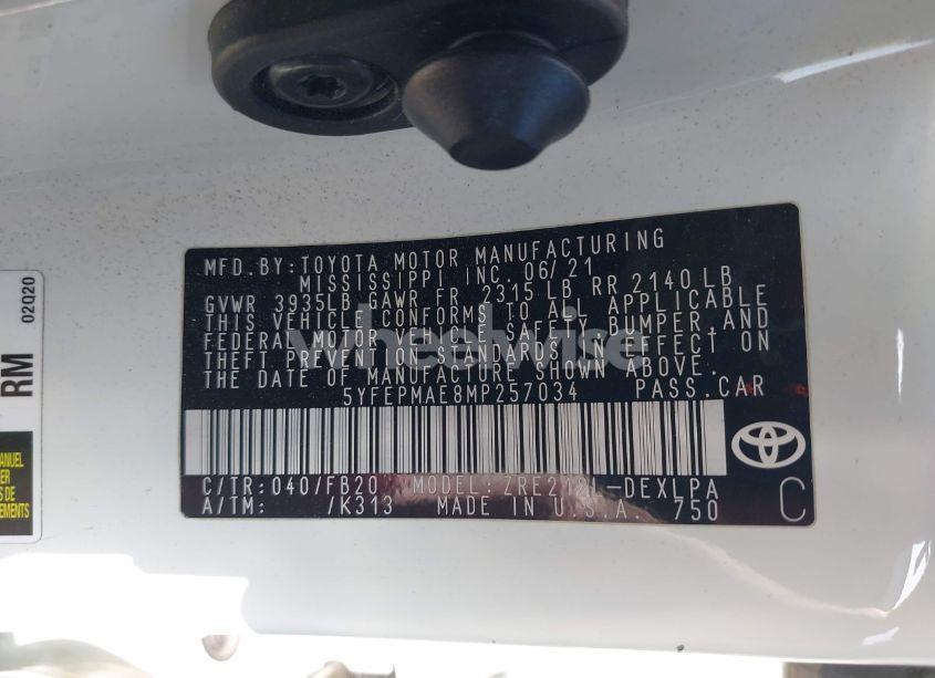 Photo 9 of 2021 Toyota Corolla LE (VIN 5YFEPMAE8MP257034)