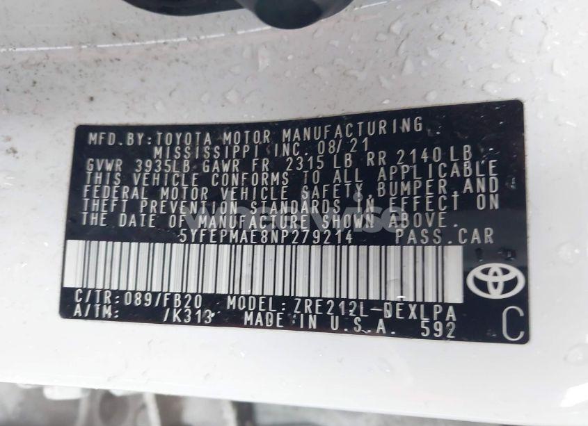 Photo 9 of 2022 Toyota Corolla LE (VIN 5YFEPMAE8NP279214)