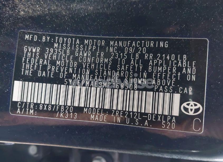 Photo 9 of 2021 Toyota Corolla LE (VIN 5YFEPMAE9MP168508)