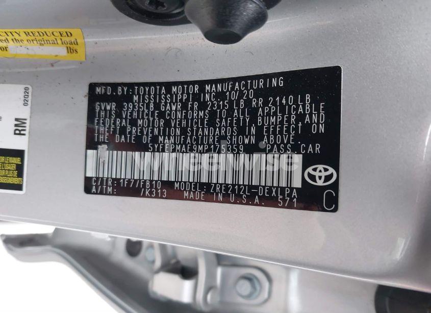 Photo 9 of 2021 Toyota Corolla LE (VIN 5YFEPMAE9MP175359)