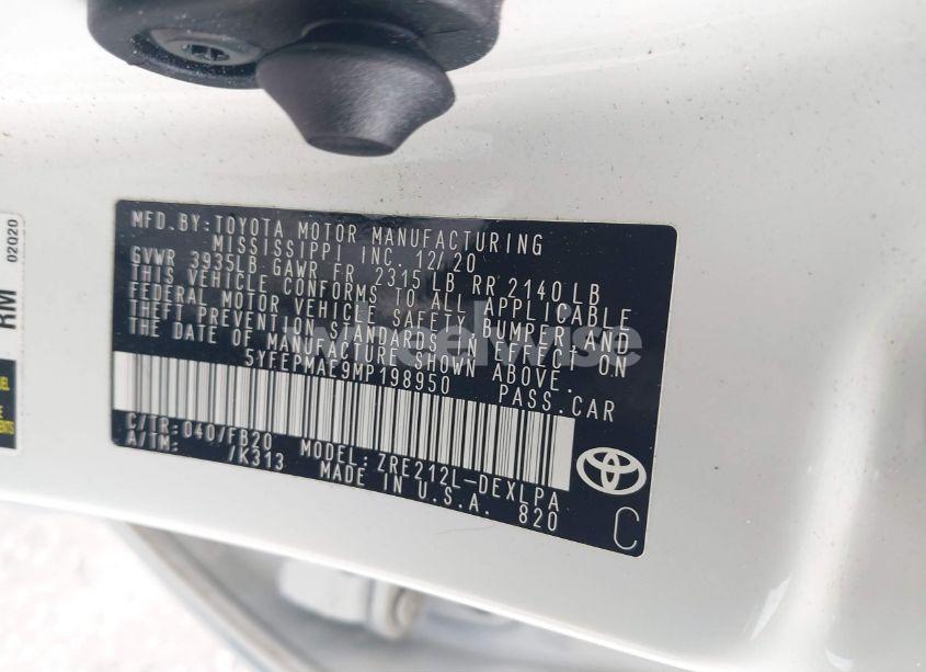 Photo 9 of 2021 Toyota Corolla LE (VIN 5YFEPMAE9MP198950)