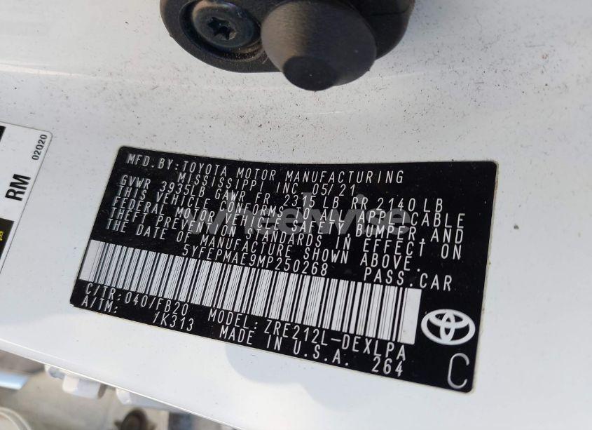 Photo 9 of 2021 Toyota Corolla LE (VIN 5YFEPMAE9MP250268)