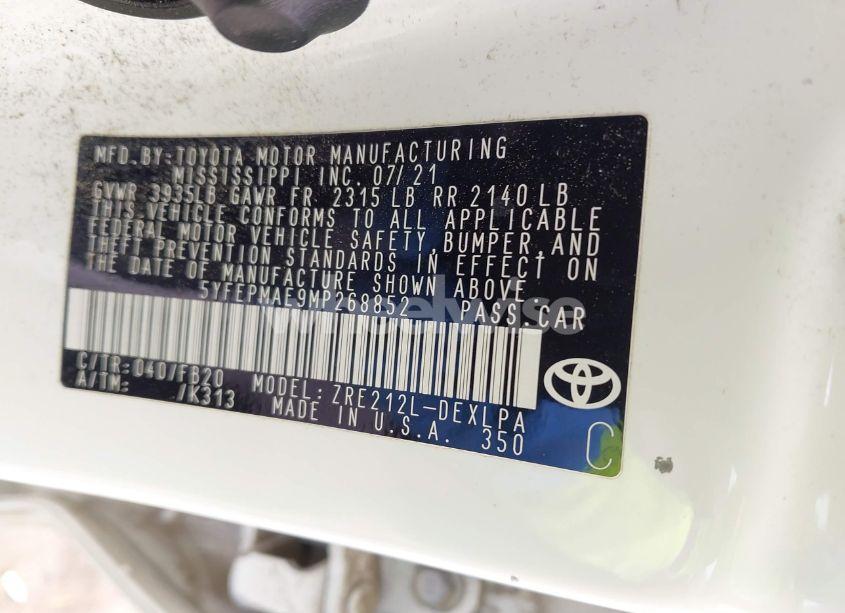 Photo 9 of 2021 Toyota Corolla LE (VIN 5YFEPMAE9MP268852)