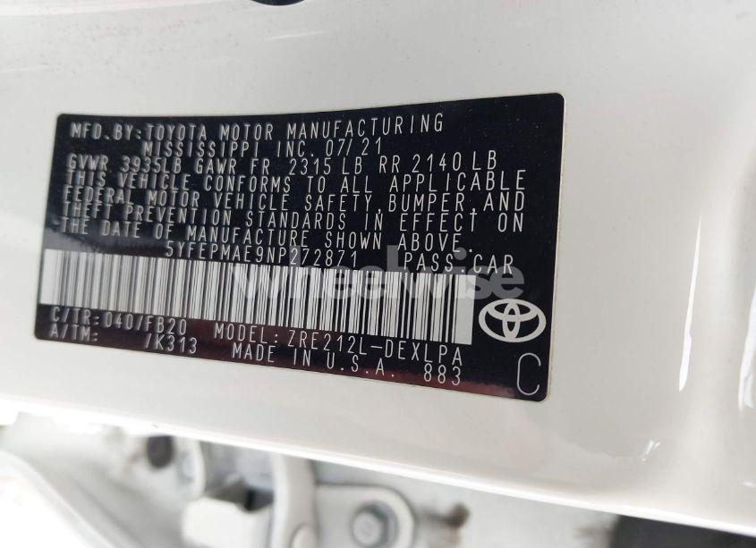 Photo 9 of 2022 Toyota Corolla LE (VIN 5YFEPMAE9NP272871)