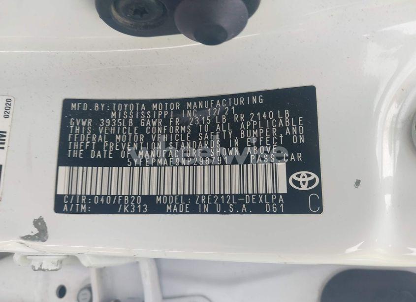 Photo 9 of 2022 Toyota Corolla LE (VIN 5YFEPMAE9NP298791)