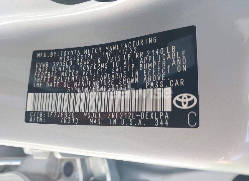 Photo 9 of 2022 Toyota Corolla LE (VIN 5YFEPMAEXNP390654)