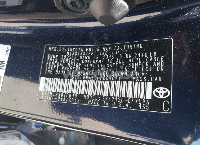 Photo 9 of 2020 Toyota Corolla LE (VIN 5YFEPRAE0LP004074)