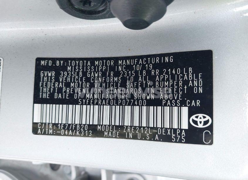 Photo 9 of 2020 Toyota Corolla LE (VIN 5YFEPRAE0LP077400)