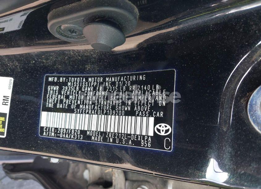 Photo 9 of 2020 Toyota Corolla LE (VIN 5YFEPRAE0LP109200)