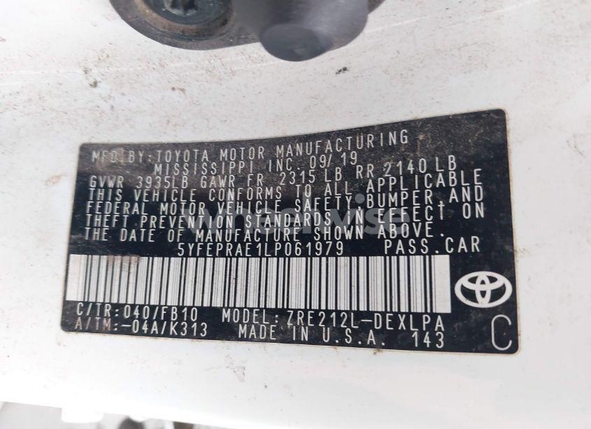 Photo 9 of 2020 Toyota Corolla LE (VIN 5YFEPRAE1LP061979)