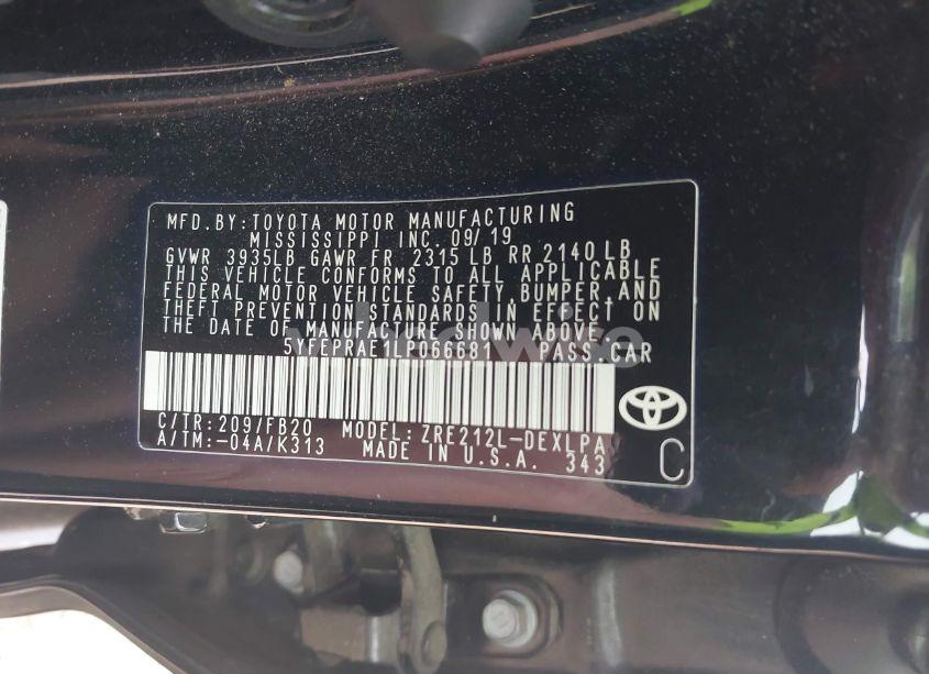 Photo 9 of 2020 Toyota Corolla LE (VIN 5YFEPRAE1LP066681)