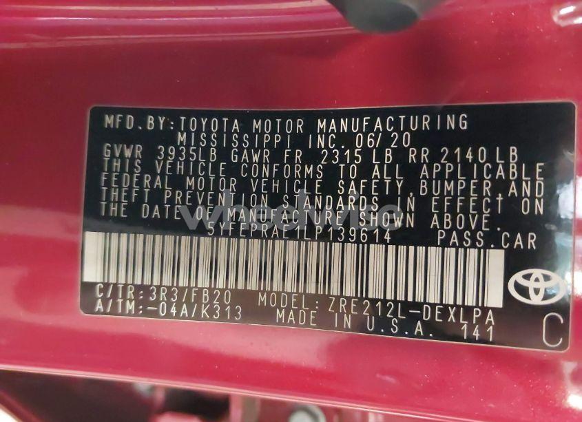 Photo 9 of 2020 Toyota Corolla LE (VIN 5YFEPRAE1LP139614)