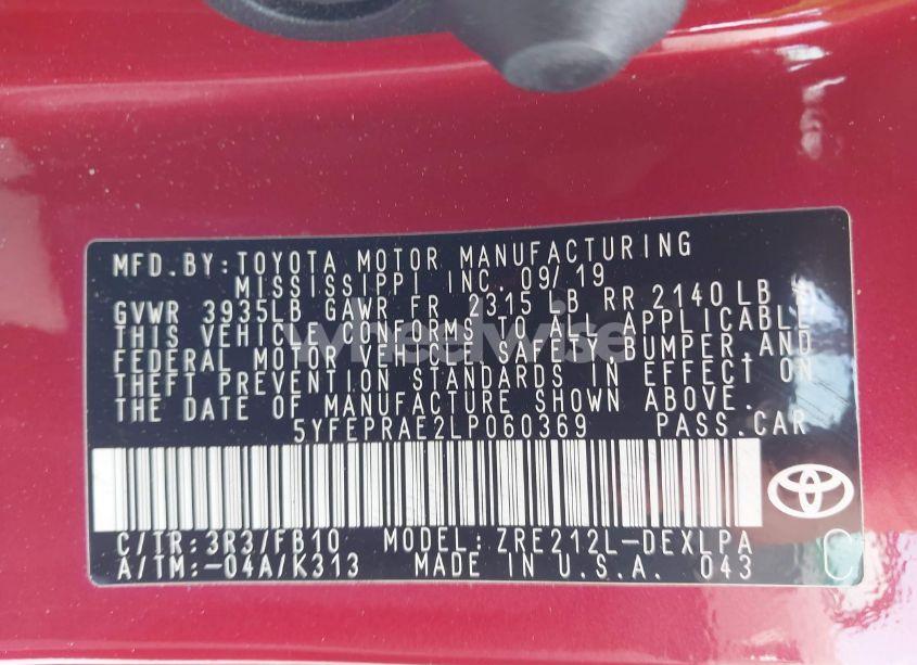 Photo 9 of 2020 Toyota Corolla LE (VIN 5YFEPRAE2LP060369)