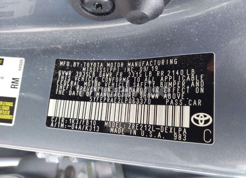 Photo 9 of 2020 Toyota Corolla LE (VIN 5YFEPRAE2LP063370)