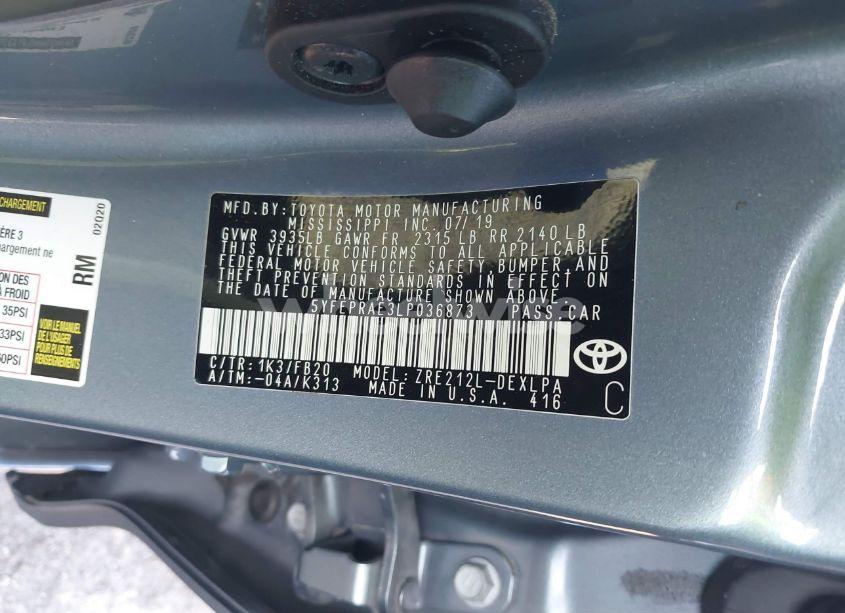 Photo 9 of 2020 Toyota Corolla LE (VIN 5YFEPRAE3LP036873)