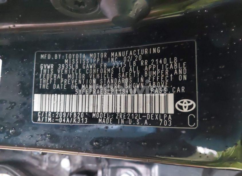 Photo 9 of 2020 Toyota Corolla LE (VIN 5YFEPRAE3LP118408)