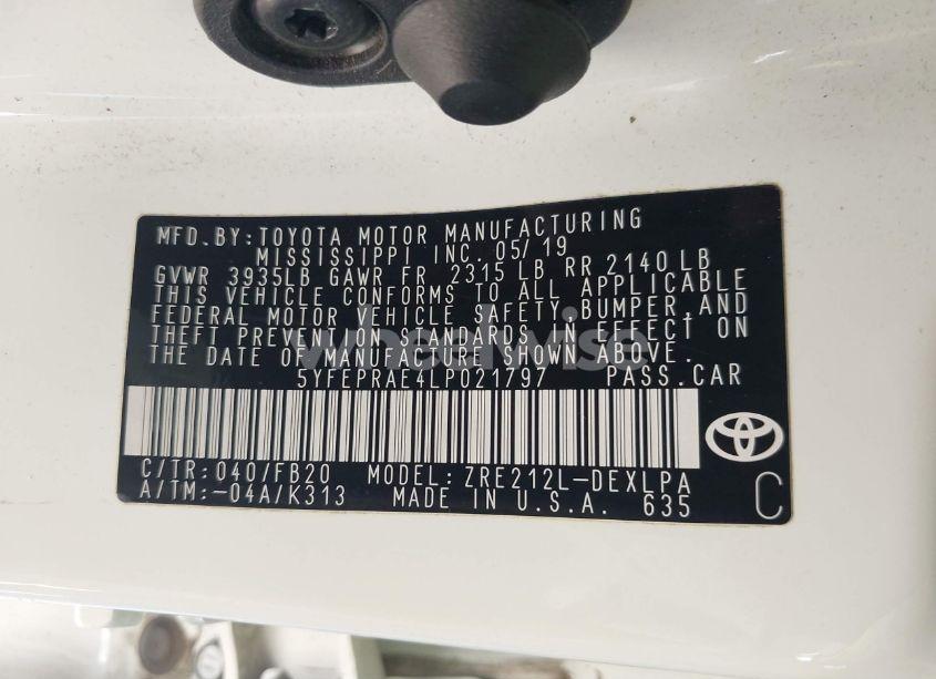 Photo 9 of 2020 Toyota Corolla LE (VIN 5YFEPRAE4LP021797)