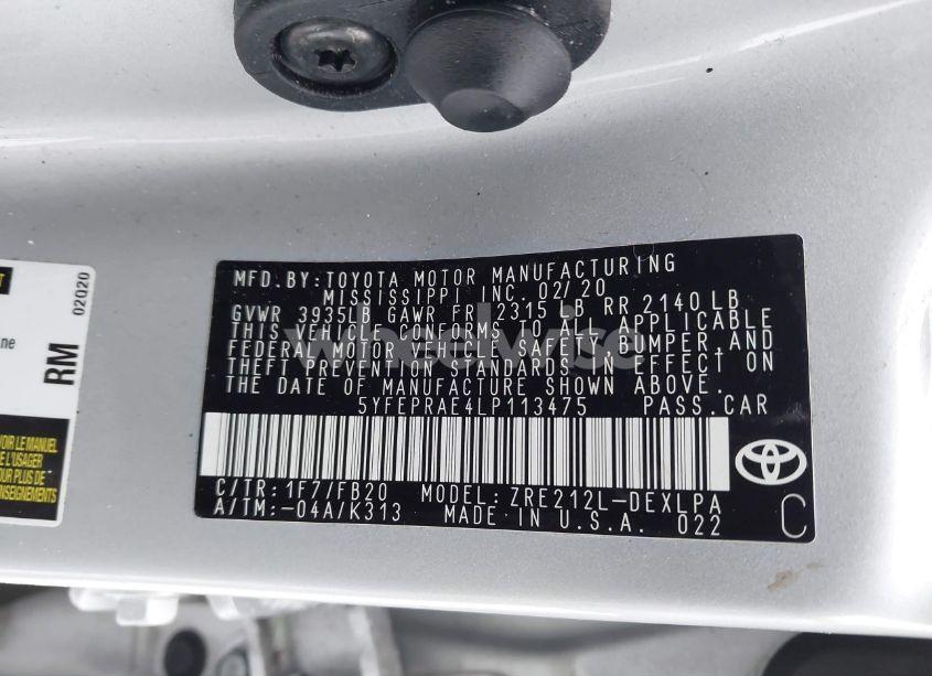 Photo 9 of 2020 Toyota Corolla LE (VIN 5YFEPRAE4LP113475)