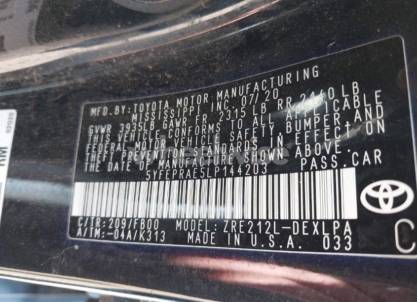 Photo 9 of 2020 Toyota Corolla LE (VIN 5YFEPRAE5LP144203)