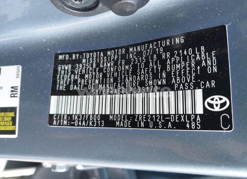 Photo 9 of 2020 Toyota Corolla LE (VIN 5YFEPRAE6LP039170)