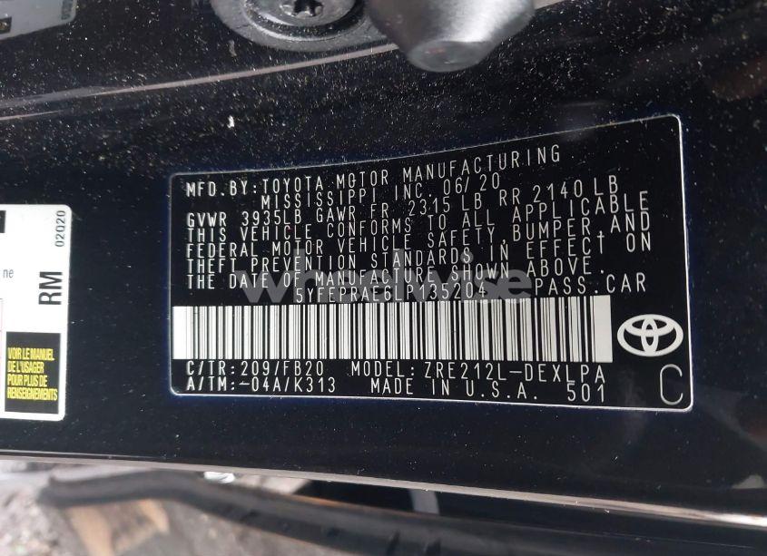 Photo 9 of 2020 Toyota Corolla LE (VIN 5YFEPRAE6LP135204)